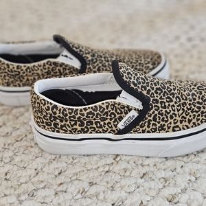Vans Kids Leopard Print Slip-On Shoes